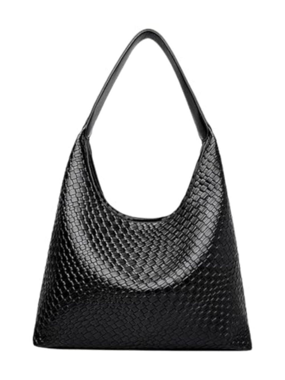 Woven Faux Leather Tote Bag - Large Capacity Shoulder Handbag